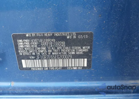 2014 Subaru Impreza Wrx from USA, damaged, VIN JF1GR7E65EG200029